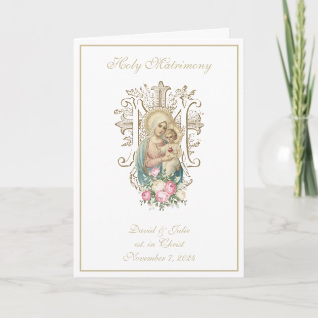 Traditional Catholic Religious Mary Jesus Wedding Invitation (Front)
