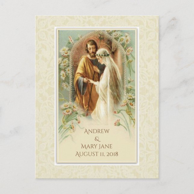 Traditional Catholic SAVE THE DATE Wedding Announcement Postcard (Front)