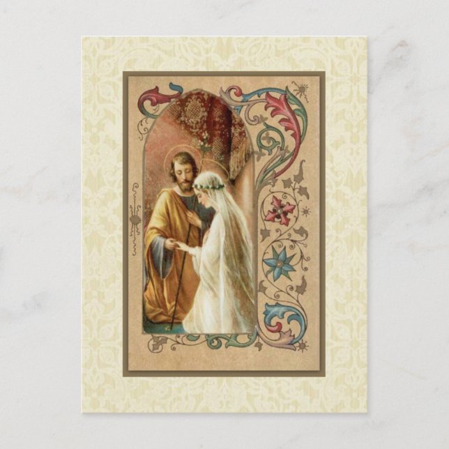 Traditional Catholic SAVE THE DATE Wedding Announcement Postcard (Front)