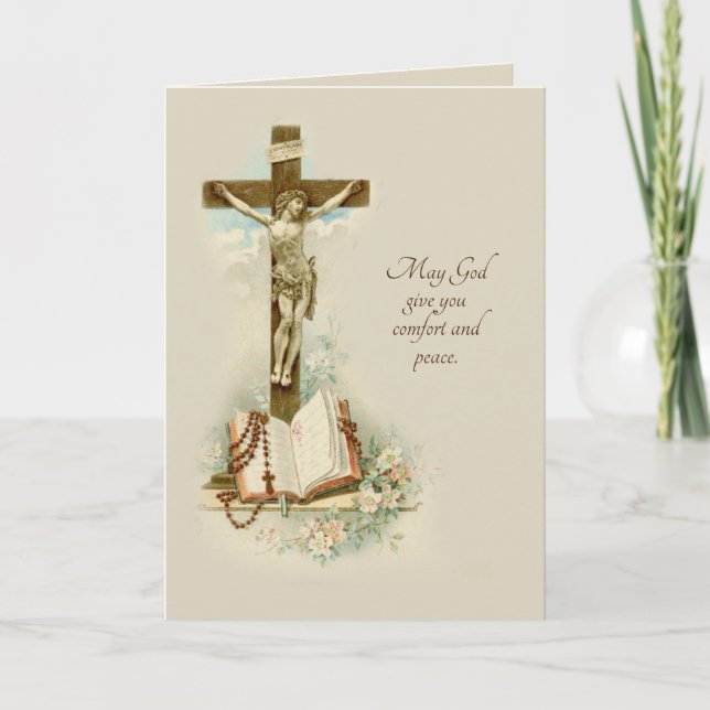 Traditional Catholic Sympathy Condolence Crucifix Card (Front)