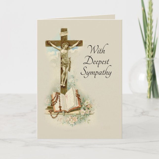 Traditional Catholic Sympathy Condolence Crucifix Card (Front)