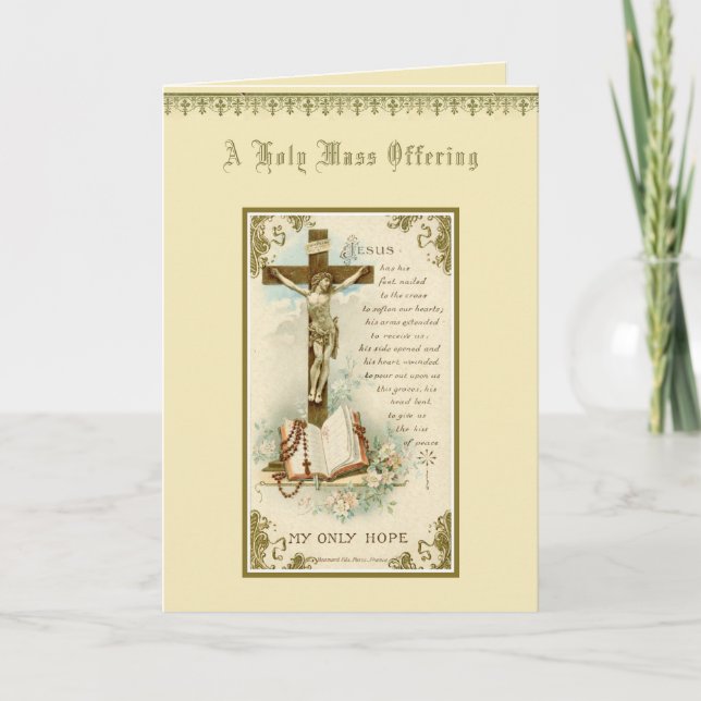 Traditional Catholic Sympathy Mass Offering Cross Card (Front)