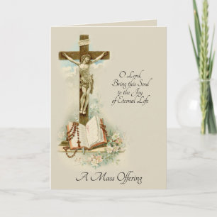 Traditional Catholic Sympathy Mass Offering Cross Card
