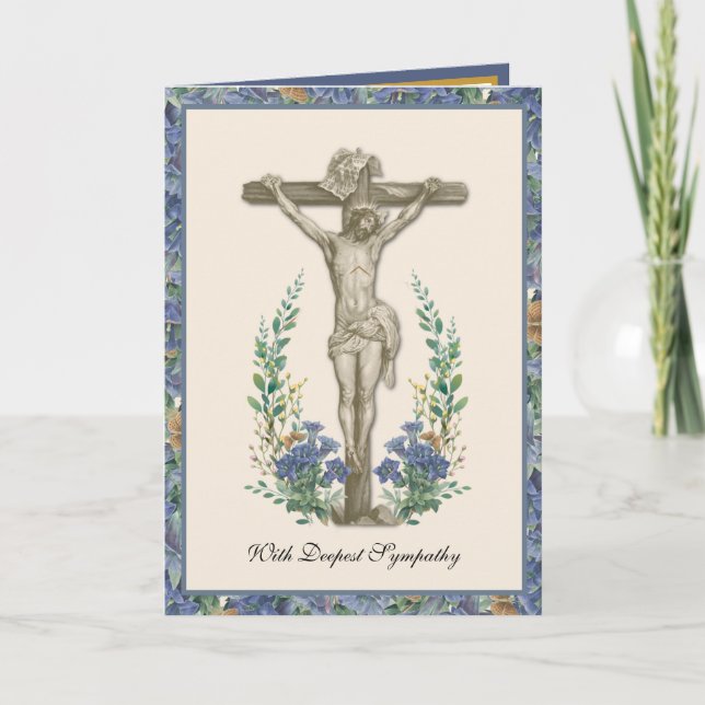 Traditional Catholic Sympathy Rosary Crucifix Card (Front)