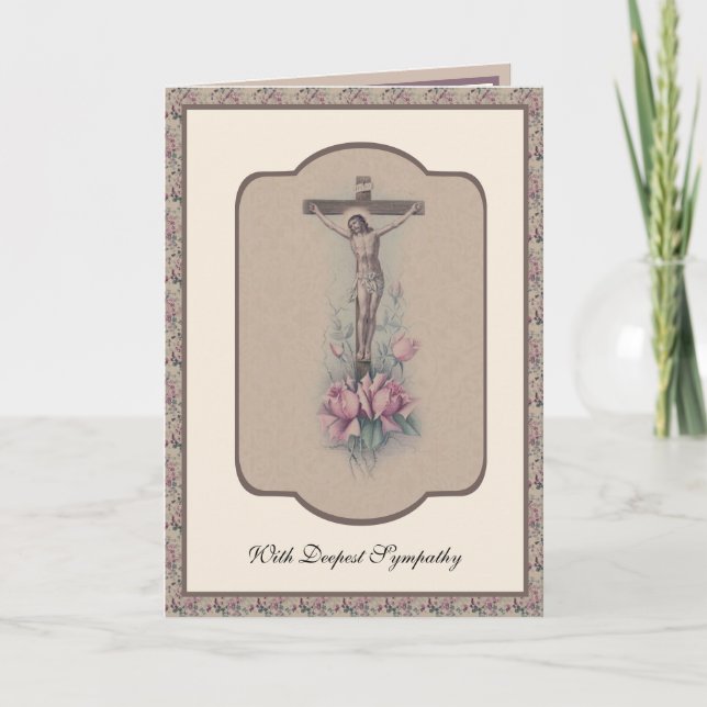 Traditional Catholic Sympathy Rosary Crucifix Card (Front)