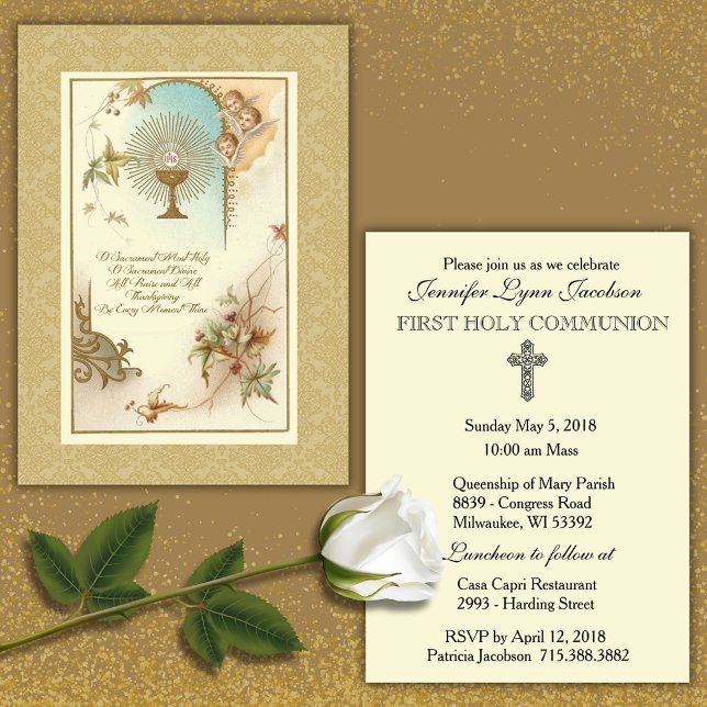 Traditional Catholic Vintage Communion Invitation (Creator Uploaded)