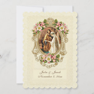 Traditional Catholic Vintage Lace Cherry Blossoms Invitation