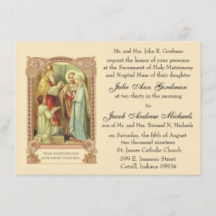 Traditional Catholic Vintage Religious Wedding Invitation