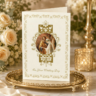 Traditional Catholic Vintage Wedding Elegant Card