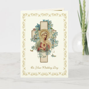 Traditional Catholic Vintage Wedding Elegant Card