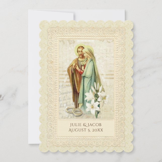 Traditional Catholic Vintage  Wedding Invitation (Front)