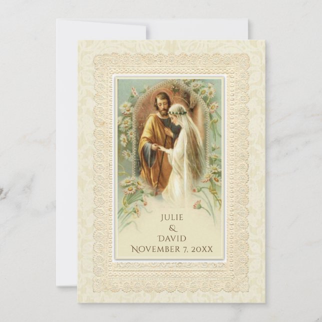 Traditional Catholic Vintage  Wedding Invitation (Front)