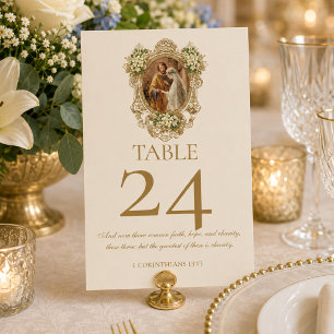 Traditional Catholic Wedding Betrothal Mary Joseph Table Number
