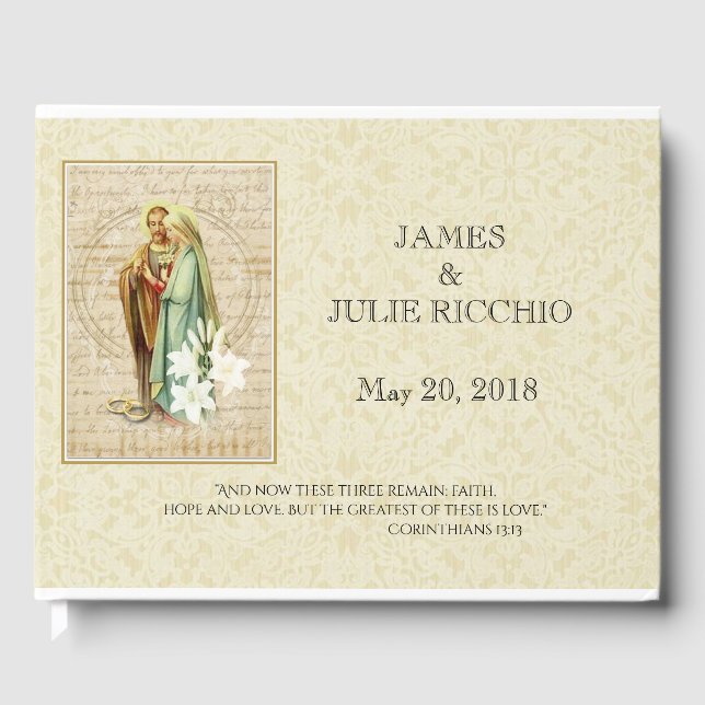 Traditional Catholic Wedding Blessed Virgin Mary Guest Book (Front)