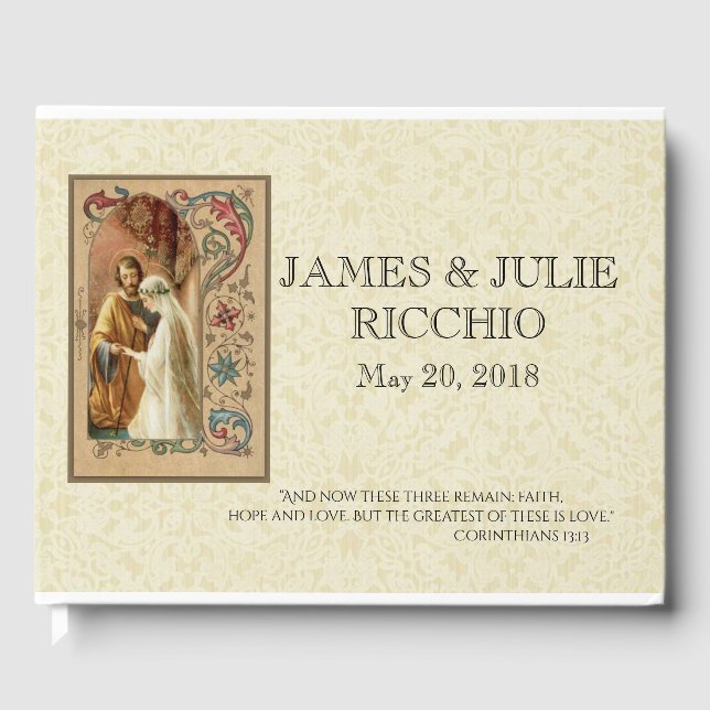 Traditional Catholic Wedding Blessed Virgin Mary Guest Book (Front)