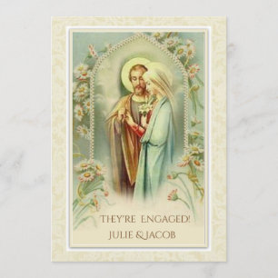 Traditional Catholic Wedding Engagement Bridal Invitation