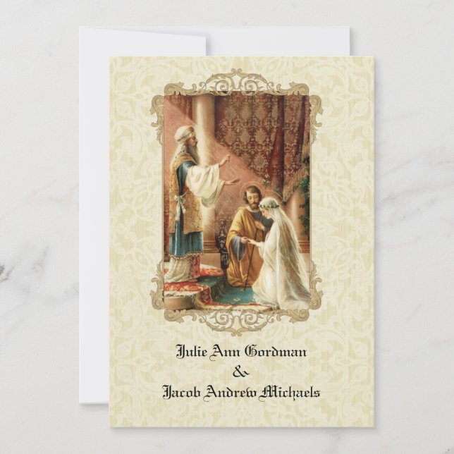 Traditional Catholic Wedding Gold Invitation (Front)