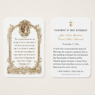 Traditional Catholic Wedding Holy Card
