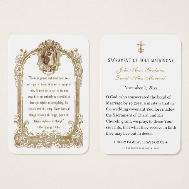 Traditional Catholic Wedding Holy Card (Front & Back)