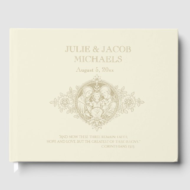 Traditional Catholic Wedding Holy Family Guest Book (Front)