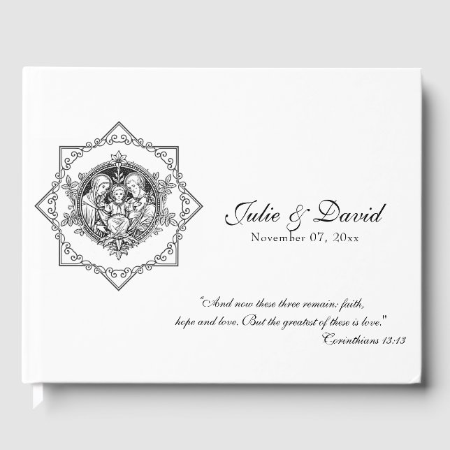Traditional Catholic Wedding Holy Family Guest Book (Front)
