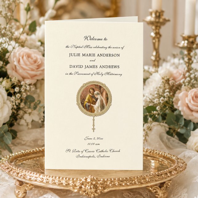 Traditional Catholic Wedding Latin Mass Program Card (Creator Uploaded)