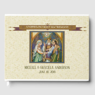 Traditional Catholic Wedding Marriage Bride Groom Guest Book