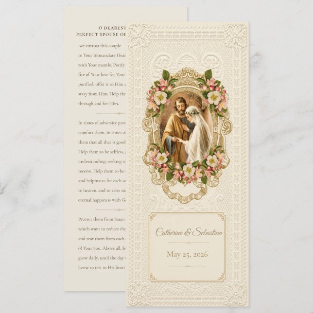 Traditional Catholic Wedding Prayer  Invitation (Front/Back)