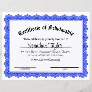 Traditional Certificate of Scholarship