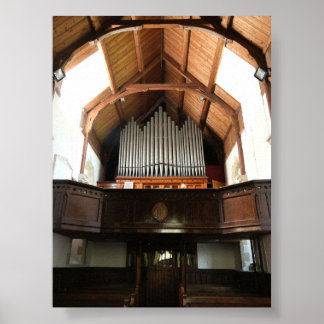 Traditional Chapel Interior with Pipe Organ Poster