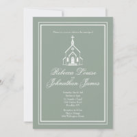 Traditional Chapel Sage Green White Church Wedding