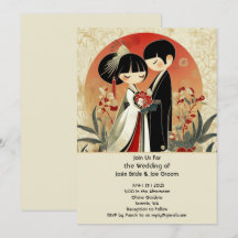 Traditional chic Japanese wedding invitation