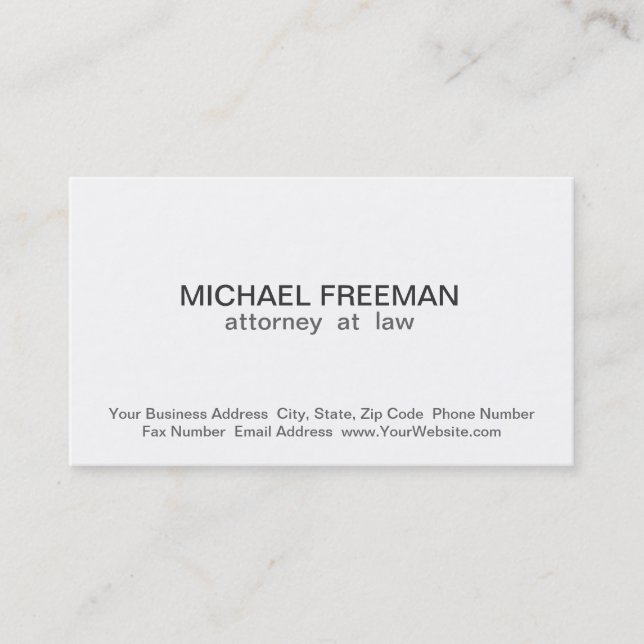 Traditional Chic White Attorney Business Card (Front)