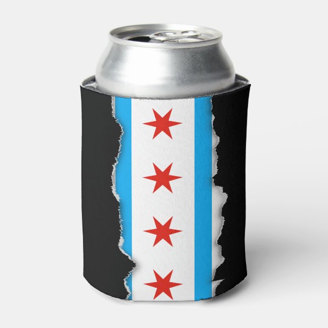 Traditional Chicago flag Can Cooler (Can Front)