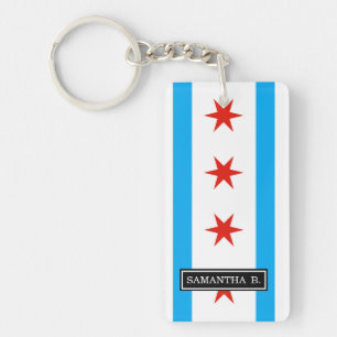 Traditional Chicago flag Key Ring