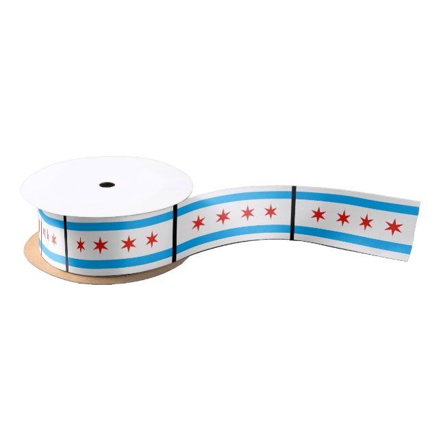 Traditional Chicago flag Satin Ribbon (Spool)