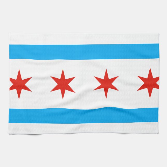 Traditional Chicago flag Tea Towel (Horizontal)