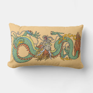 Traditional Chinese dragon and Fenghuang  Phoenix  Lumbar Cushion