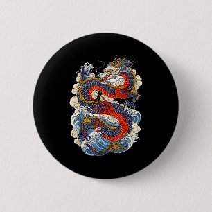 Traditional Chinese Dragon East Asia Dragon Ukiyoe 6 Cm Round Badge