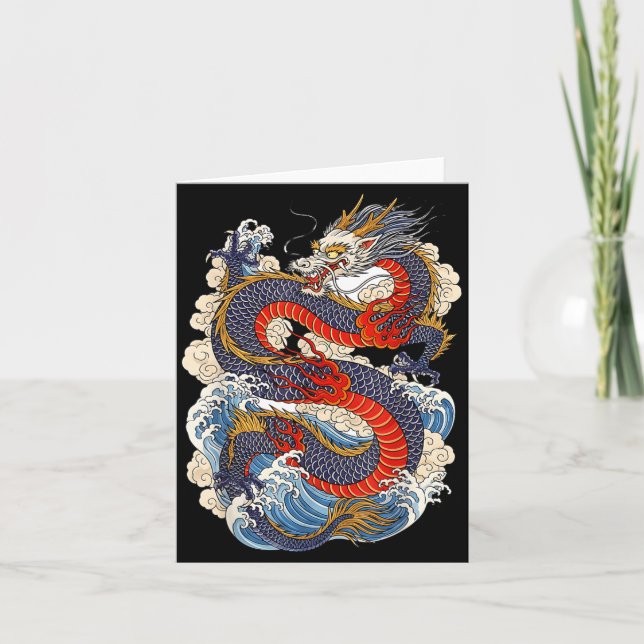 Traditional Chinese Dragon East Asia Dragon Ukiyoe Card (Front)