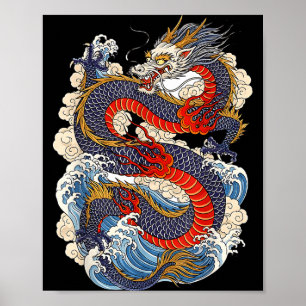 Traditional Chinese Dragon East Asia Dragon Ukiyoe Poster