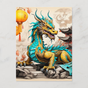 Traditional Chinese dragon for Chinese New Year Postcard