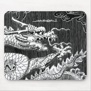 Traditional Chinese Dragon Ink-pen Sketch Mouse Mat