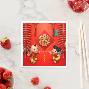 Traditional Chinese firecrackers Tiger Year PN06 Napkin