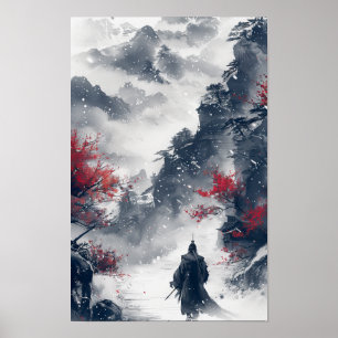 Traditional Chinese Ink Painting Style Figure Hold Poster