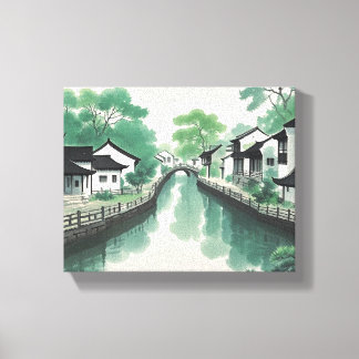 Traditional Chinese landscape painting, classical  Canvas Print