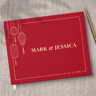 Traditional Chinese Lantern Wedding (RED) Guest Book