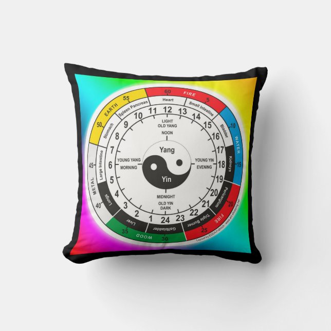 Traditional Chinese Medicine Body Clock Square Sti Cushion (Front)