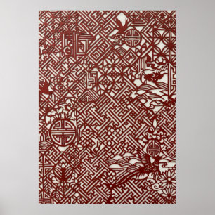 Traditional Chinese Red Paper‑Cut Artwork Poster