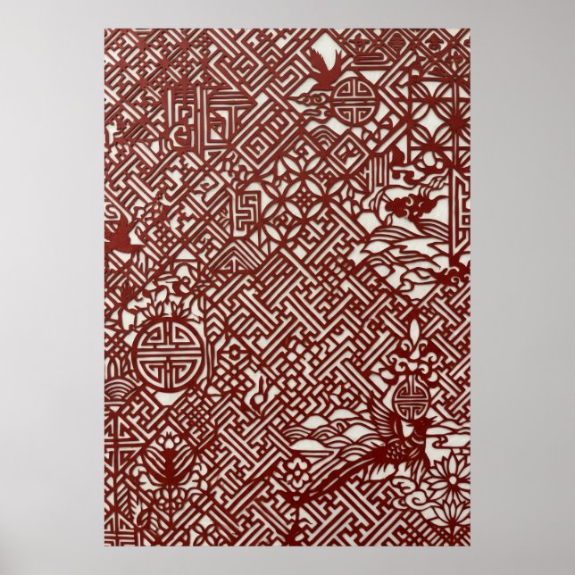 Traditional Chinese Red Paper‑Cut Artwork Poster (Front)